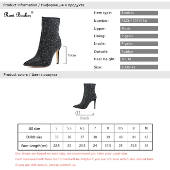  Roni Cizme de Iarna pentru Femei 2018 Negru Glezna Cizme pentru Femei Stiletto Toc cu Fermoar Doamnelor Pantofi Bota Feminina Tocuri inalte, Botine
