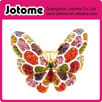 Multicolor Fluture Cristal Broșă Pin 1.375 x 1.25 cm