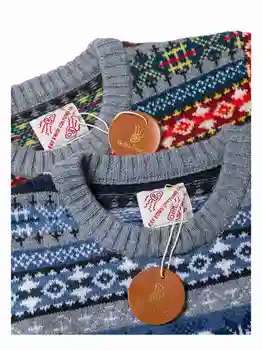  RAY KWOK Vintage Fair Isle Crewneck Sweater Australian Lână Merinos Jacquard Tricot Pulover Amekaji