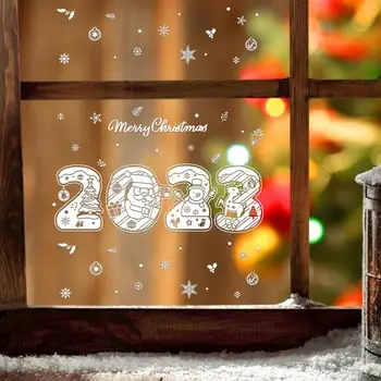  De crăciun Autocolante Fereastră 2023 Crăciun Fulg de zăpadă Alb Autocolante de Crăciun Reutilizabile Fereastra Decoratiuni autoadezive