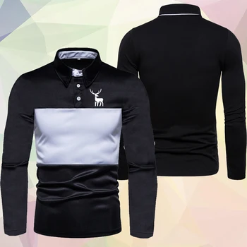 Primăvara și Toamna 2023 Noua Moda Elan Print Polo Slim Contrast de Golf de Top cu Maneci Lungi T-Shirt
