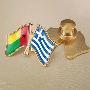  Grecia și Guineea-Bissau Trecut Dublu Prietenie Steaguri insigne, Brosa Insigne