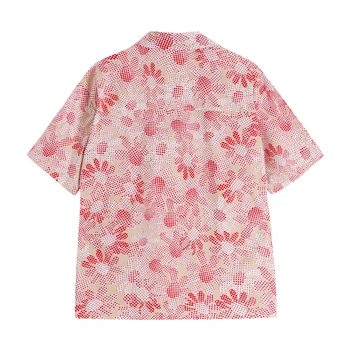 TROPICON Red Floral Estetice Tricou 2021 Femei de Moda Topuri cu Maneci Scurte Buton de Cămașă cu Guler de Lux de Designer Bluza Haine