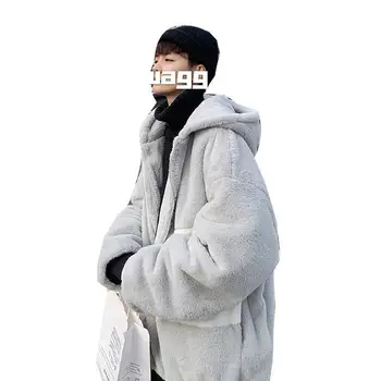  Miel fleece căptușit jacheta de iarna barbati îngroșat polar fleece geaca de iarna de sex masculin la modă îngroșa unisex cu glugă streetwear straturi