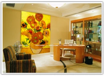  Floarea-soarelui Tapet 3D Van gogh Fotografie Tapet de renume Mondial pictura Murală Dormitor Decor Camera TV Fondul de Perete de Arta Tapet