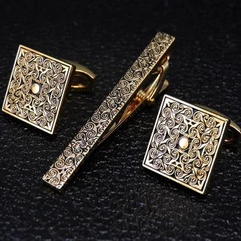  HYX Clasic de aur Clipuri Cravată set butoni pentru Barbati un Email de Înaltă Calitate Grava Model de Cravată Cravată Bar link-ul de Incuietoare Marca de Bijuterii