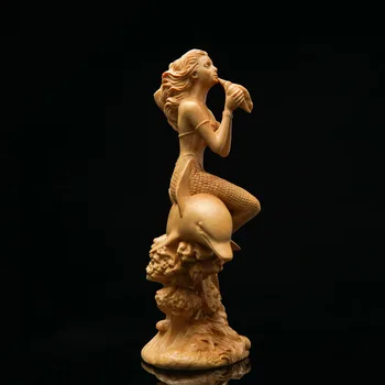  Lemn Sirena De Decorare Perete Frumusete Figurina Statuie Meserii De Birou Cimișir Norocos Sculptura Decor Acasă