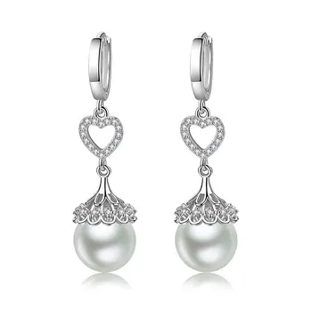  S925 Argint Cercei 45MM Mult Inima Zircon Cercei cu Perle Pentru Femei de Moda de Logodna Cadou de Crăciun de Bijuterii