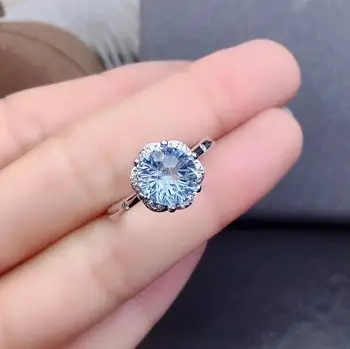  KJJEAXCMY bijuterii fine natural blue topaz argint 925 noi femeile reglabil inel de piatră prețioasă test de suport clasic