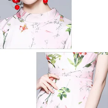  Designer De Moda Roz Florale Imprimate Rochie De Vara Femei Stau Cu Mânecă Scurtă Cu Talie Înaltă Dulce Plaja Volane Rochie Mini K1537