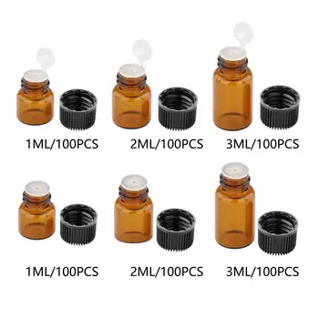  100buc Amber Mini Sticlă W/Orificiu Reductor Amber Eșantion Flacon pentru Parfum Ulei Esențial