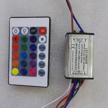  10W RGB impermeabil unitate de putere (3x3W), intrare-AC85-265V, ieșire DC6-12V, RGB de putere unitate cu 24-cheie controller driver LED