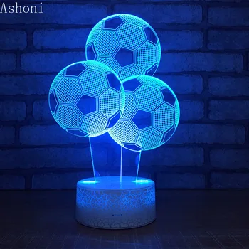  Fotbal 3D Forma Acrilice LED Noapte Lumina Atinge 7 Culori schimbare, Birou Lampă de Masă Petrecere Lumină Decorativă de Crăciun Cadou