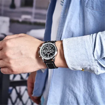  BENYAR Nou Design de Moda pentru Bărbați de Agrement Cronograf Epocă Cuarț Ceas Piele rezistent la apa Luminos Ceas Reloj Hombre 2022