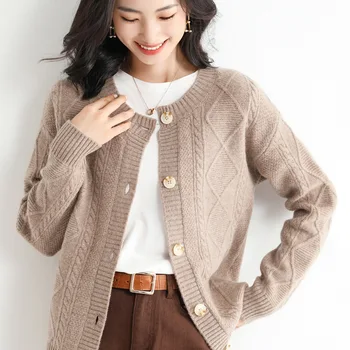  2022 toamna/iarna noi cașmir pulover Femei pe gât rotund pulover cardigan haina poftă de mâncare liber de mari dimensiuni de lână tricot