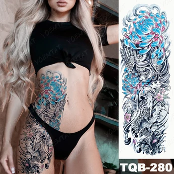  Impermeabil Tatuaj Temporar Autocolant Bujor Macara Phoenix Crizantema Corp Mare Arta Tatuaj Fals Bărbați Femei Stil Chinezesc Tatuaje