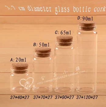  Capacitate de 20ml 35pcs/lot fabrica en-gros transparent drăguț flacoane de sticlă cu dop de lemn,