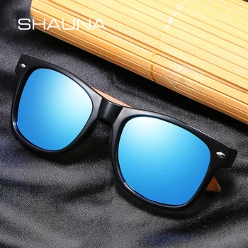  SHAUNA 2020 Nou Clasic Moda Barbati Pătrat Polarizat ochelari de Soare Retro Vintage Strat de Film de Nuc Picioare Bărbați Ochelari de Conducere Umbra