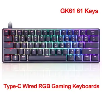  GK61 61 Taste de Tip C cu Cablu RGB Tastaturi ABS partea de Jos Cazul Gateron Optică a Comuta tastaturi Mecanice de Gaming Pentru Jocuri Electronice