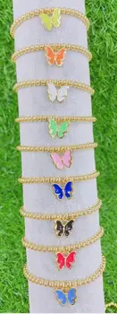  1buc Cupru Trendy Smalt Colorat Fluture Pandantive pentru brățară Placat cu Aur cu Zirconiu, Bijuterii șirag de mărgele de Elasticitate bratara fg4s