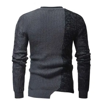  Moda pentru bărbați gât rotund tiv neregulate despicare de potrivire de culoare pulover subțire pulover tricot ZZ1720