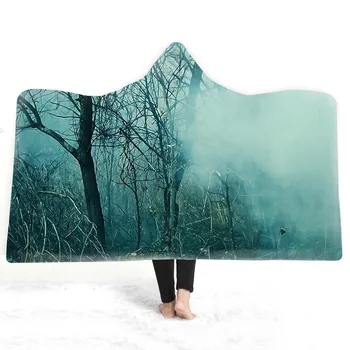  3D Frunze Pădure Magic Super Moale Pătură Confortabilă În Capac Pătură Caldă pentru Canapea Arunca Pătură de Călătorie cu Gluga Pătură Picură