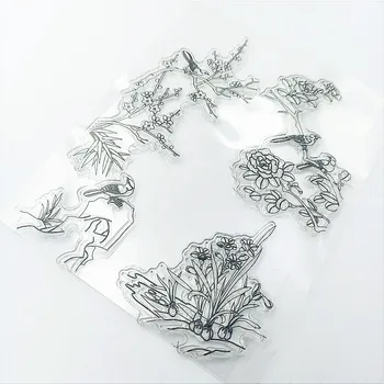  11*16cm ramuri Transparent Clar Timbre / Silicon Garnituri Role de Timbru pentru DIY scrapbooking album foto/Carte de a Face