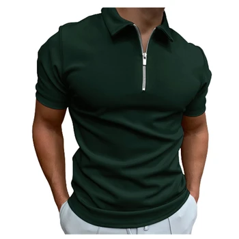  2022 Vara Culoare Solidă Golf Polos T-shirt Pentru Barbati Slim Fit închidere cu Fermoar Rever Maneca Scurta Casual Montaj Polo Tricou SAL678151836785