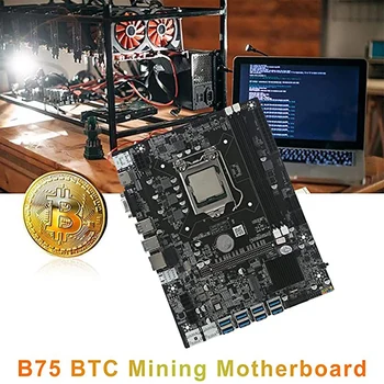  B75 Card de 8 BTC Mining Placa de baza+G540 CPU+USB3.0 Adaptor+Cablu SATA+Cablu de Switch 8XUSB3.0 Slot LGA1155 memorie RAM DDR3 MSATA