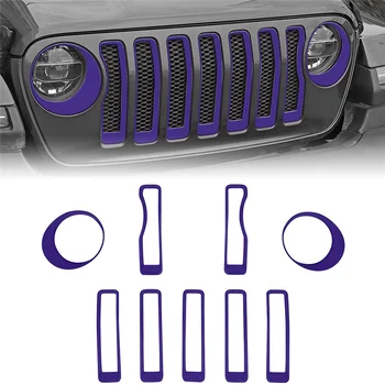  Ochiurilor de plasă Grătar Grila Introduce + Faruri Transforma Lumina Capacul Ornamental pentru Jeep Wrangler JL JLU 2018-2022 Accesorii (Violet)