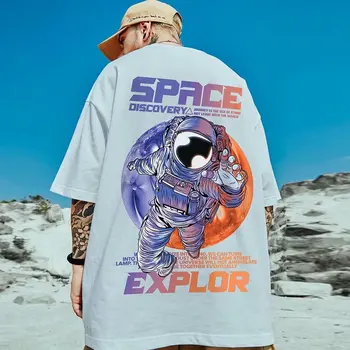  Guochao hip hop de moda t spațiu, astronaut cu maneci scurte t-shirt pentru bărbați moda libertate mare de jumătate maneca tricou 8xl