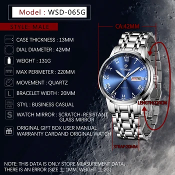  WISHDOIT 2021 noua moda bărbați ' s ceas din oțel inoxidabil de top marca sport de lux calendar cuarț ceas pentru bărbați Relogio Masculino