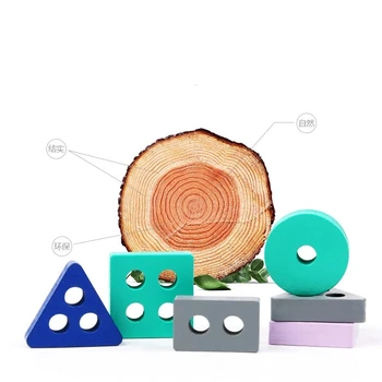  Montessori Jucărie Din Lemn Blocuri De Învățare Timpurie Jucarii Educative Forma De Culoare Se Potrivesc Copii Puzzle Jucării Pentru Copii Baieti Fete