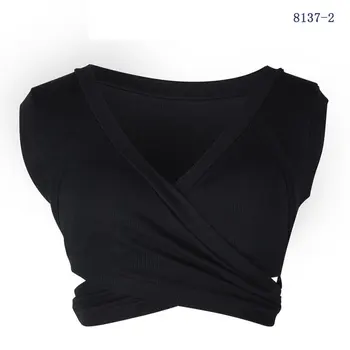  V-neck Sexy, Topuri Rezervor Solid crop top trunchiate Femei Vara 2019 Scurt, Camasi haine