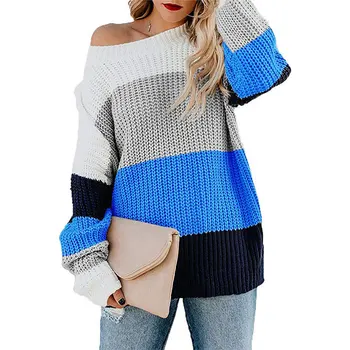  Sutumn și Iarna Femeie Pulovere Pulover Tricotate cu Dungi, O-Neck Carouri Boem Maneca Lunga Slim Fit 2021 Moda