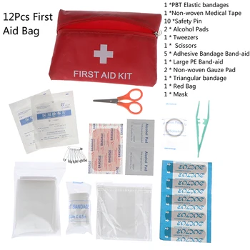  1 Set Acasă În Aer Liber Mini-12 Tipuri Urgență Kit De Supraviețuire Bretele De Sprijin De Prim Ajutor Energency Geanta