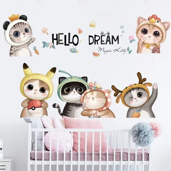  Desene animate Copii, Cameră de Dormitor Decor de Perete Autocolante de Perete Pisica de Vinil de Perete Decalcomanii pentru Acasă Decorare de Arta picturi Murale Tapet Autocolant