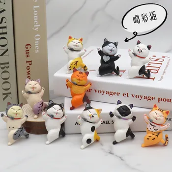  10 Stiluri de Cotitură Pisici Aplauze Pisici Hand-made de Desene animate Anime Pisoi Păpușă de Jucărie Vehicule de Birou Ornament