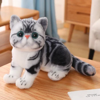  26cm Umplute Realiste Pisici Siameze Jucărie de Pluș de simulare American Shorthair Cat Papusa Jucării pentru animale de Companie Decor Acasă Cadou Pentru Fete ziua de nastere