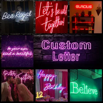  Personalizate Semn de Neon LED DIY Privat Lampa Neon pentru Petrecerea de Nunta Ziua de Crăciun Acasă Decor de Perete Camera Panou Neon Scrisoare