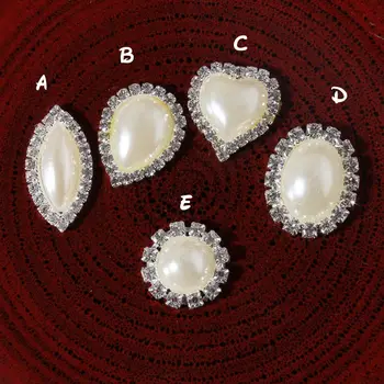  (20buc/lot) 5 Stiluri lucrate Manual Clar Aliaj Artificial Flatback Nunta Bottons Pentru Înfrumusețarea Metal Stras Pearl Button