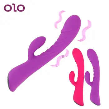  OLO Penis artificial Vibratoare 9 Moduri Vaginale Stimulare Clitoris Rabbit Vibrator USB Reîncărcabilă G Spot Jucarii Sexuale pentru Femei