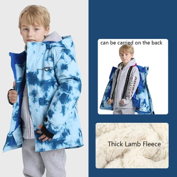  Sport Pentru Copii De Iarnă De Schi Haine În Aer Liber Copilul Îmbrăcăminte Exterioară Impermeabilă Cald Băieți Fleece Jachete Cu Glugă Adolescent Copii Snow Haine